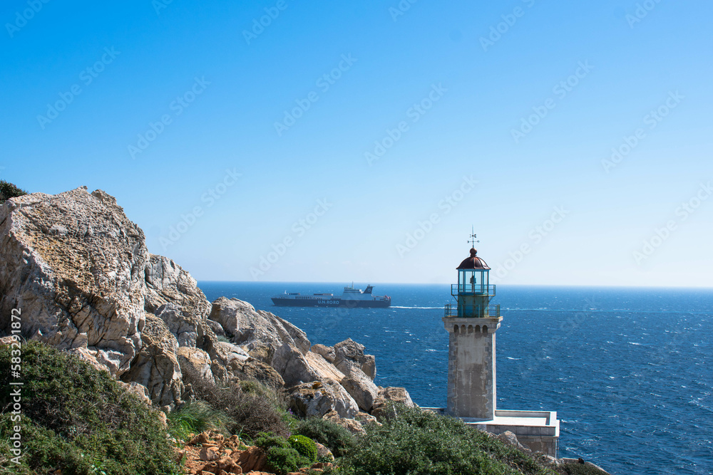 Tainaron cape lighthouse. Greece Peloponnese.
