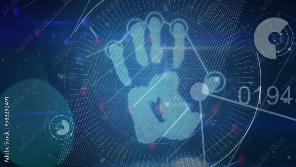 Animation of icons connections and globe rotating in black space with online security padlock Animation of icons connections and globe rotating in black space with online security padlock