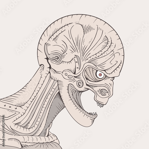 Creepy mutant head draw