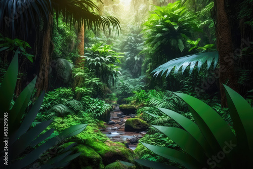 a jungle pathway - made with generative ai