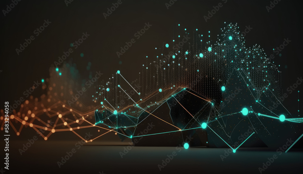 Global Connection Future Technology Web3 Virtual Background 3D Web of Connection Fiber 5G Intenet Generative AI