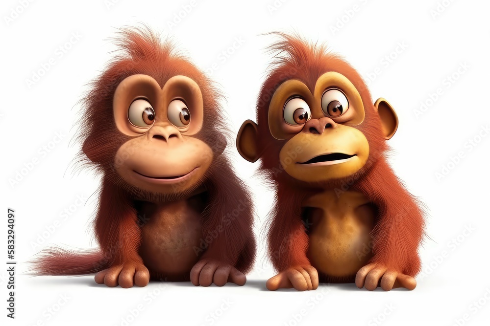 Cartoon Lovely Baby Orangutans Cartoon Lovely Baby Orangutans