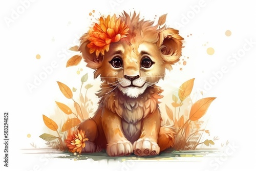 lovely Baby Lion floral.