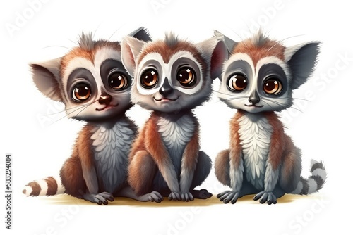 Cartoon lovely Baby Lemurs © Man888