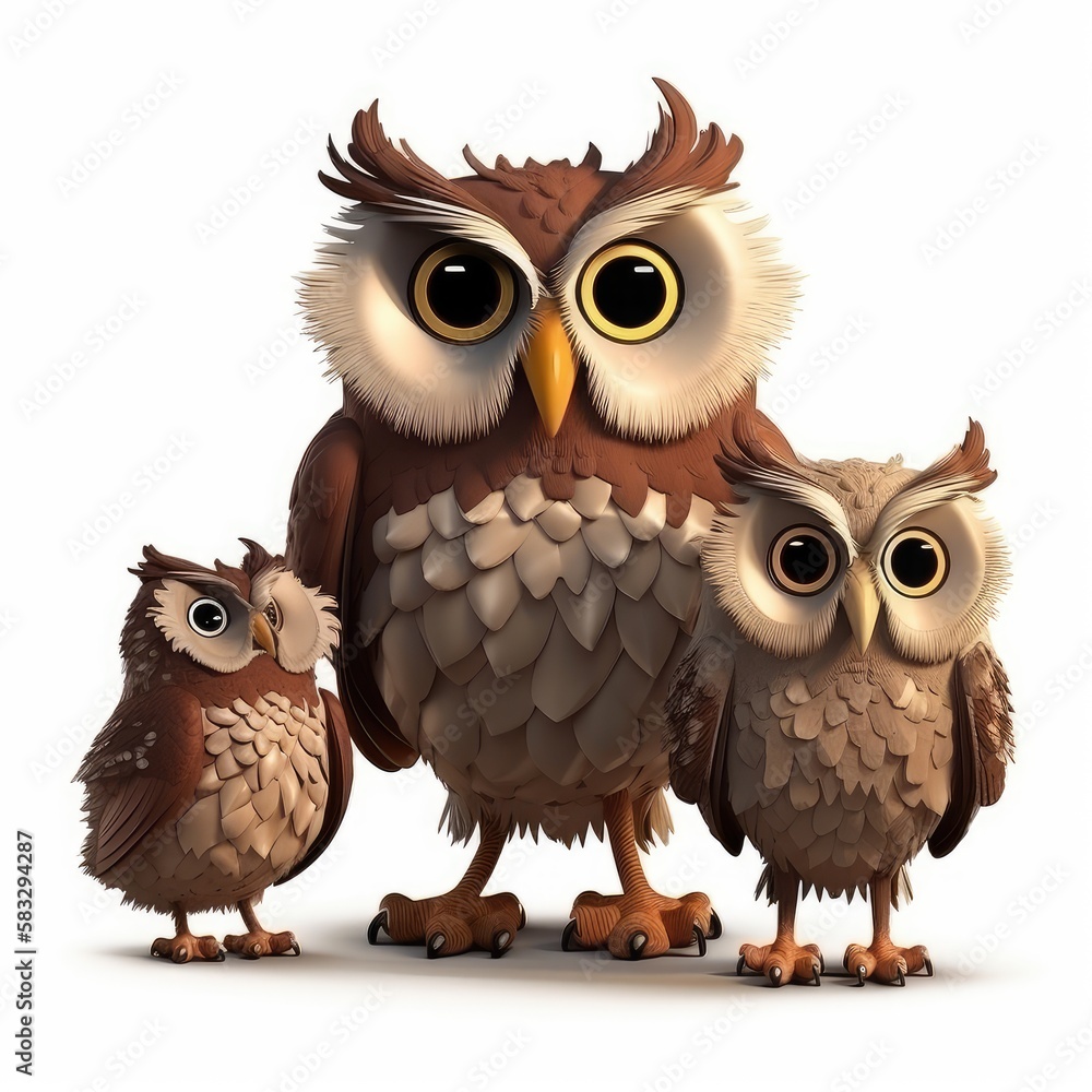 Obraz premium set of owls isolated