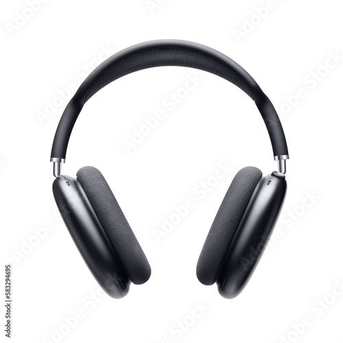 High-quality headphones on a white background. Product or advertising photo of black wireless headphones