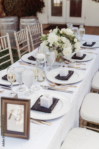 set tables waiting for the guests of the wedding ceremony © Nataly