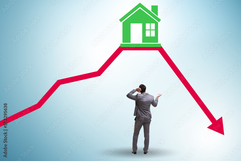 Fototapeta premium Concept of real estate price bubble bursting