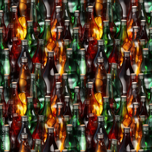 Seamless glass bottles background pattern. Recycling and plastic waste concept art pattern background design. Background design for any bottled drinks service or website.