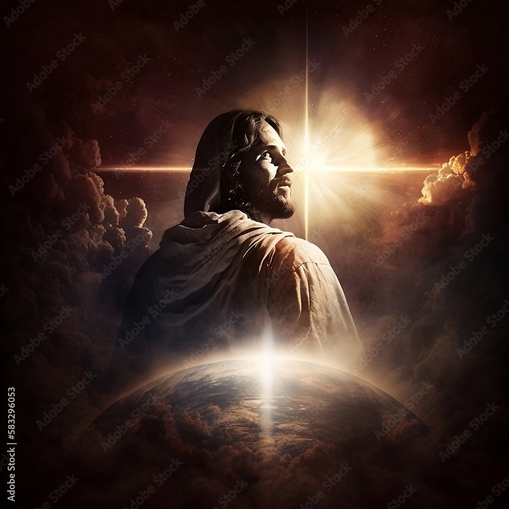 the return of Jesus Christ, apocalypse, generative AI - obrazy, fototapety, plakaty 