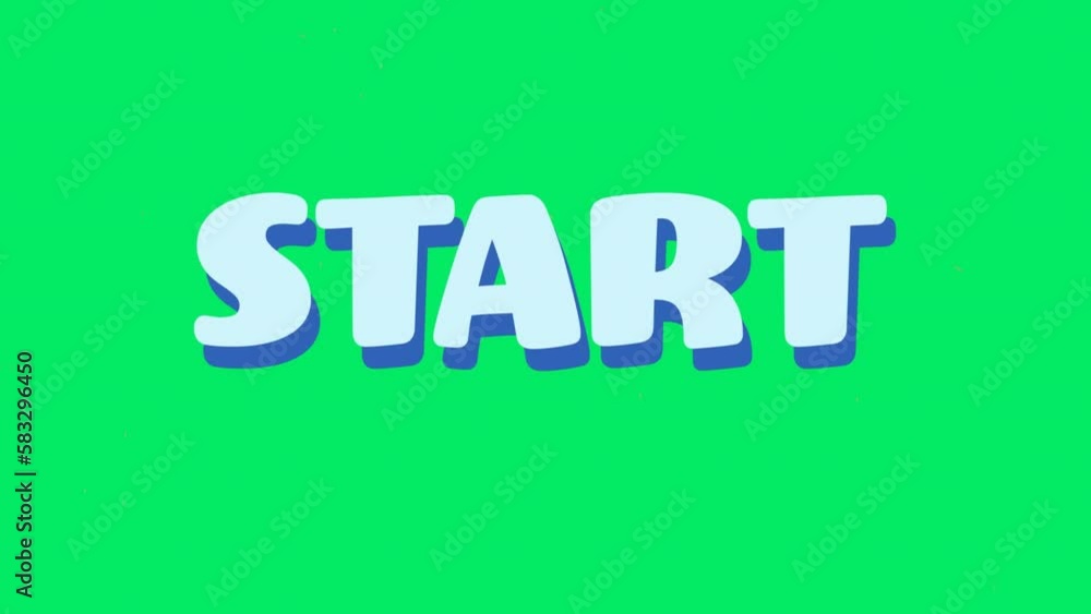 Animation of start text and shapes on green background Animation of start text and shapes on green background