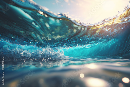 blue clean sea wave Generative AI