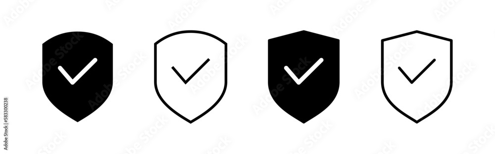 Shield check mark icon vector for web and mobile app. Protection approve sign. Insurance icon Shield check mark icon vector for web and mobile app. Protection approve sign. Insurance icon