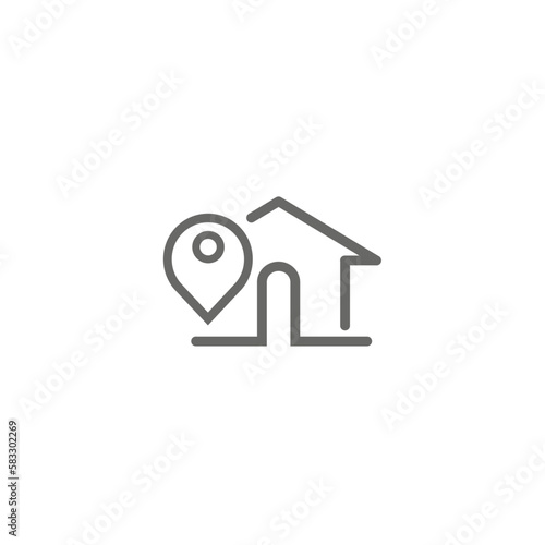 House icon with location for real estate.