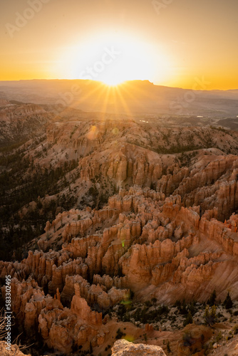 Sunrise Glows Over the Amphitheater of Bryce Canyon