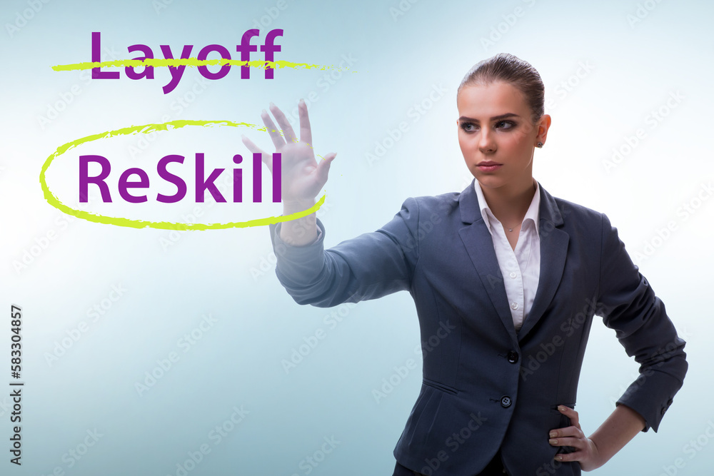 Re-skilling and upskilling in learning concept Re-skilling and upskilling in learning concept