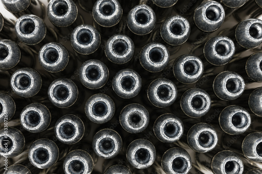 Macro close up view of 38 caliber hollow point bullets. Macro close up view of 38 caliber hollow point bullets.