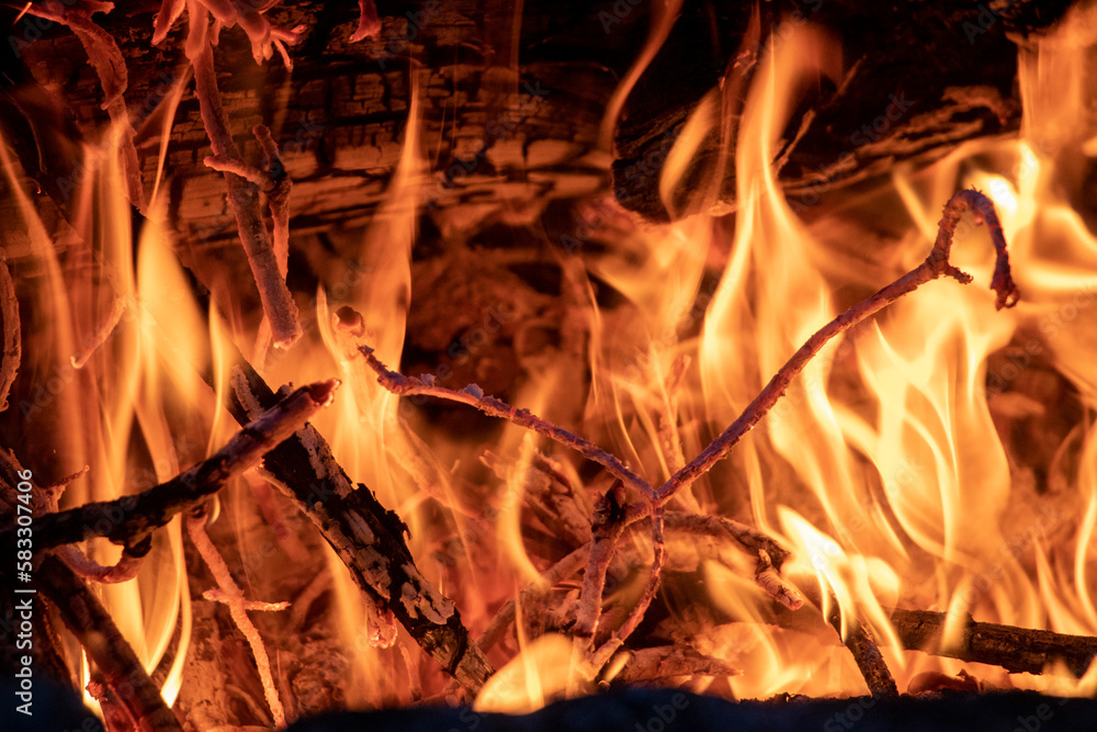 fire in the fireplace