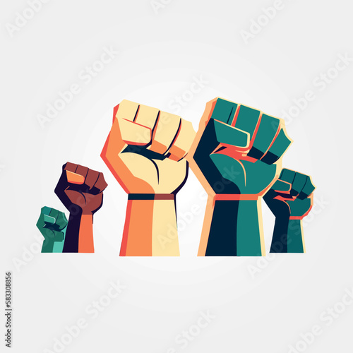fists up representing diversity and racial equality