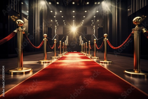 Luxury red carpet with selective focus. AI generated, human enhanced