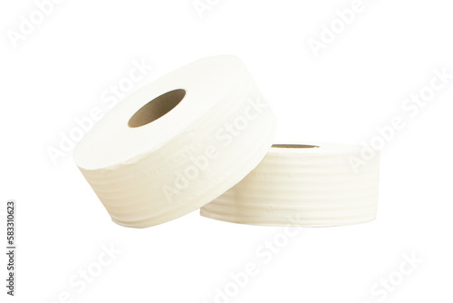 Toilet paper large or tissue roll sanitary and household, Close up detail clean toilet paper roll. Isolated on cut out PNG. Tissue is lightweight paper or light crepe paper. 
