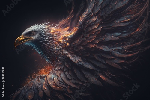 Image of Phoenix bird, rebirth concept, selective focus. AI generated © top images