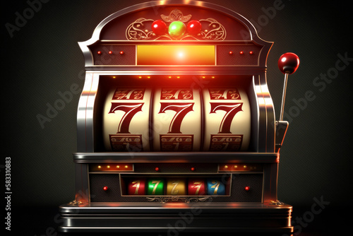 Slot machine 777 jackpot casino. Good luck concept. AI generated, human enhanced