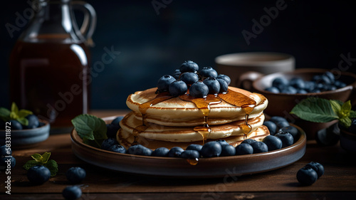 Wallpaper Mural Morning Bliss: Mouthwatering Pancakes with Blueberries and Butter Torontodigital.ca