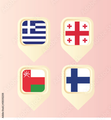 National flags, Map pointer, Country flags 