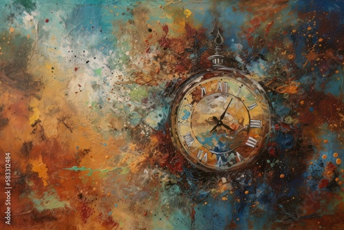 Old clock symbolizing time. Generative AI © August