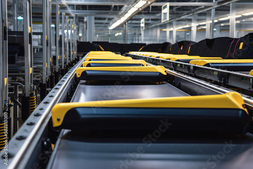 A Conveyor Belt Moving Car Seats to the Assembly Line, generative ai