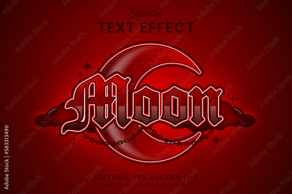 decorative editable red moon text effect vector design Stock Vector