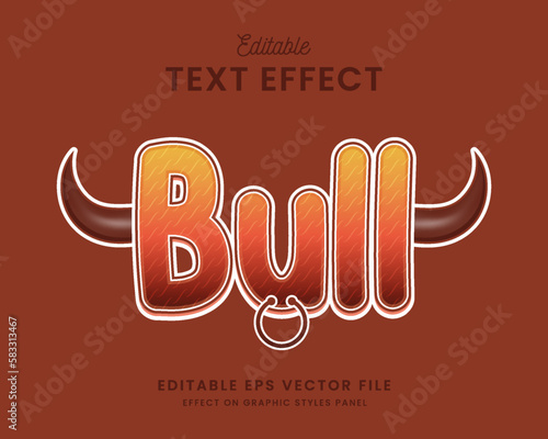 decorative editable bull text effect vector design