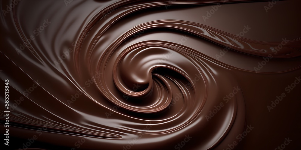 Chocolate with swirls, silky liquid chocolate background, generative ai illustration Chocolate with swirls, silky liquid chocolate background, generative ai illustration