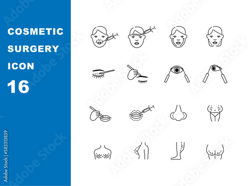 set of cosmetic surgery icons
