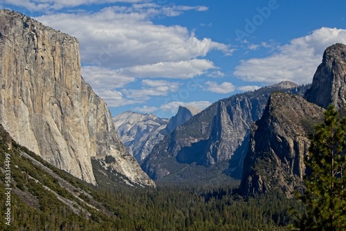 Looking over Yosemite Valley from the Tunnel View turnout on a beautiful fall day.