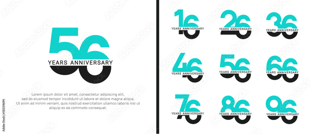 set of anniversary logo style black and green color on white background for celebration set of anniversary logo style black and green color on white background for celebration
