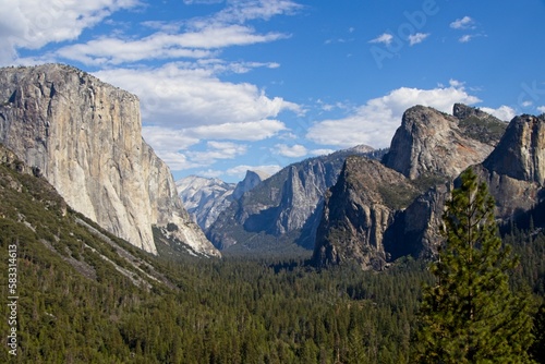 Looking over Yosemite Valley from the Tunnel View turnout on a beautiful fall day.