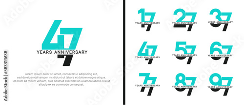 set of anniversary logo style black and green color on white background for celebration