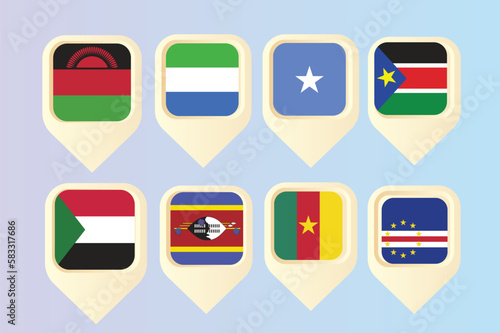 Free Download set of flags of the world, Map Pin, Pointer vector - GFXLoad