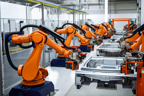 Robotic Assembly Line for Automotive Industry, generative ai