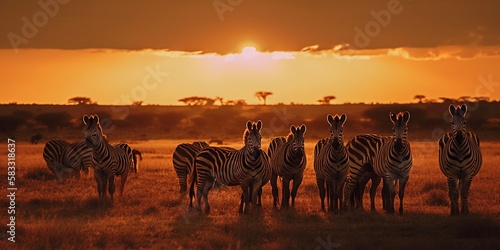 zebras at sundown  generative ai