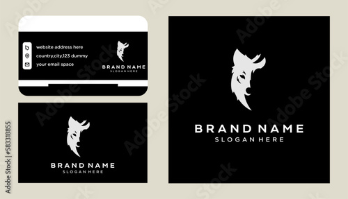 wolf face logo design template vector illustration