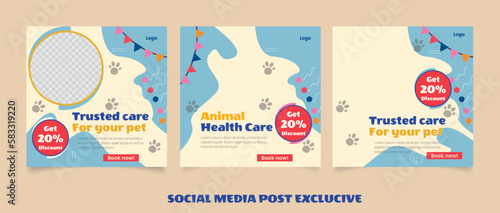 flat design veterinary clinic instagram post