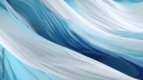 elegant wave of blue stripes background, digital art illustration, Generative AI