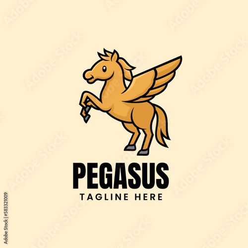 Vector Logo Illustration Pegasus Mascot Cartoon Style. © Artnivora