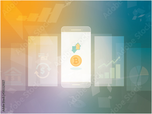 Online mobile crypto currency exchange system - Web banking stock market, virtual analytics of forex trading, Digital finance technology tools for investors concept