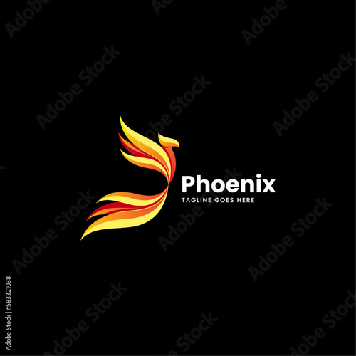 Vector Logo Illustration Phoenix Gradient Colorful Style.