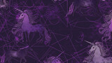 Purple unicorn background with abstract shapes and lines