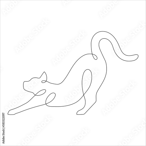 Cat in one line drawing style. Abstract and minimalist cat icon. Contunuous line drawing of cat. Vector illustration